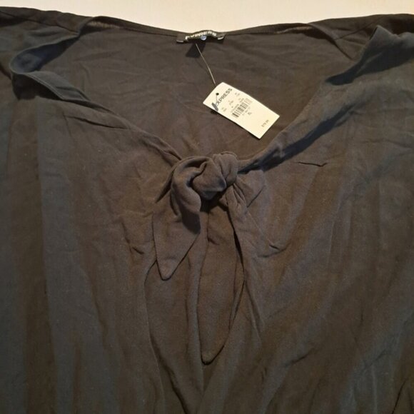 Express women's size XL plunge front tie closure style #90240, black romper NWT - Picture 3 of 9